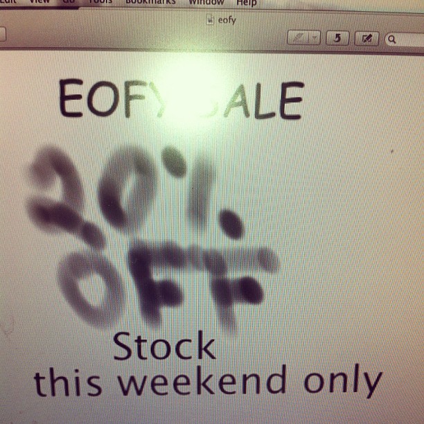  Twenty percent off all stock this weekend only.. #eofy #sale