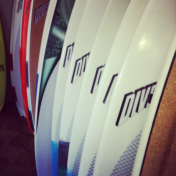  Row of #customs #surfshapes #dynocore in a #surfshop